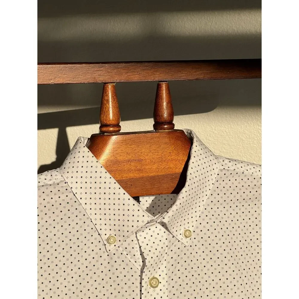 Banana Republic Non Iron Slim Fit Dress Shirt Men’s L White Blue Cotton